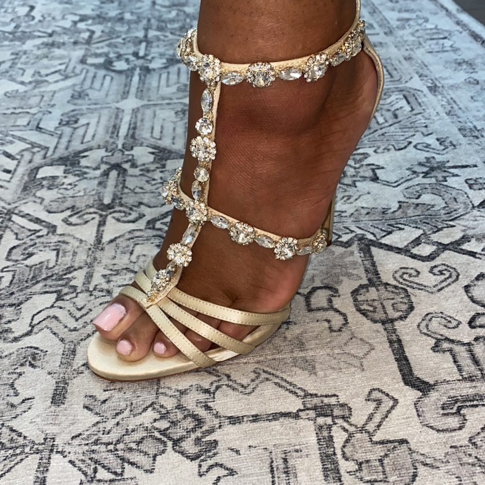Badgely Mischka Stappy Rhinestone Heels - Picture 5 of 6